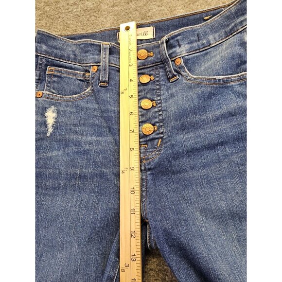 Madewell Jeans Womens Size 25 Blue 10" High Rise Skinny Button Fly Raw Hem - Picture 11 of 13